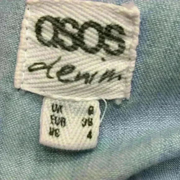 ASOS DENIM TWO-TONED LIGHT BLUE WASH SHIFT MINI CASUAL SUMMER DRESS SIZE 4 💙 - Picture 11 of 13